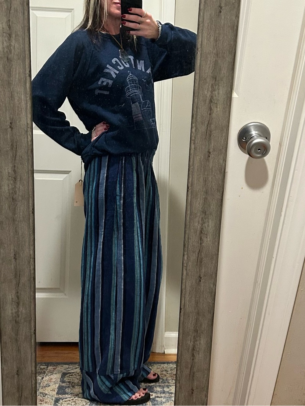 NWT Free People X Retro Brand Nantucket Crewneck in Navy Size Medium - Picture 15 of 16